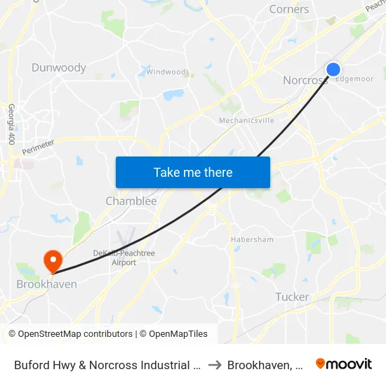 Buford Hwy & Norcross Industrial Ct to Brookhaven, GA map