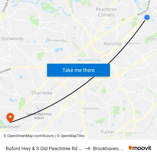 Buford Hwy & S Old Peachtree Rd Ob to Brookhaven, GA map