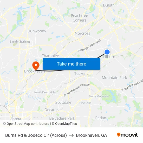 Burns Rd & Jodeco Cir (Across) to Brookhaven, GA map