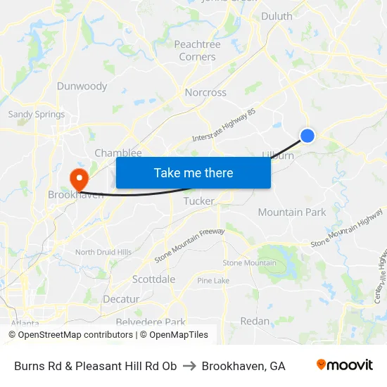 Burns Rd & Pleasant Hill Rd Ob to Brookhaven, GA map