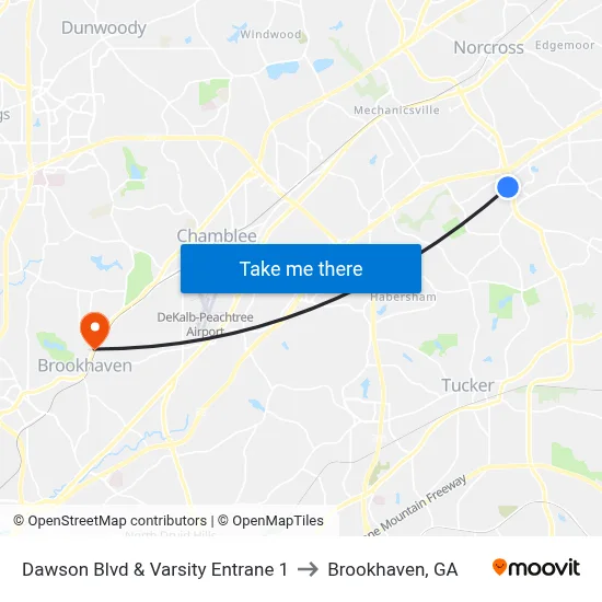 Dawson Blvd & Varsity Entrane 1 to Brookhaven, GA map