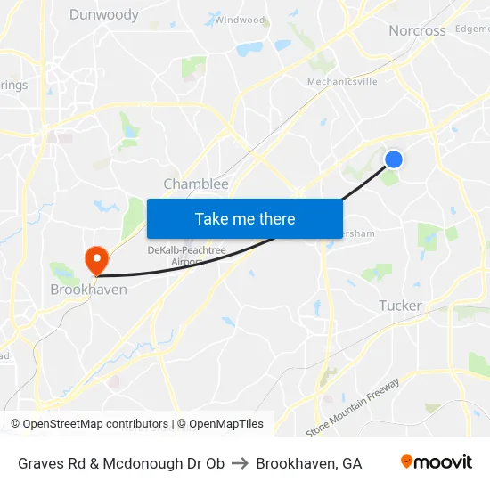 Graves Rd & Mcdonough Dr Ob to Brookhaven, GA map