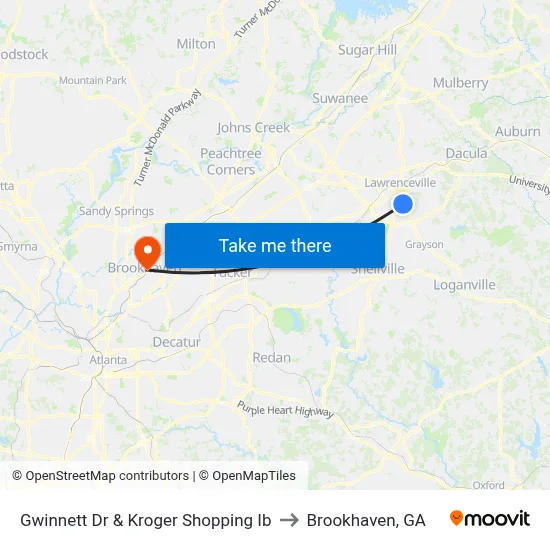 Gwinnett Dr & Kroger Shopping Ib to Brookhaven, GA map