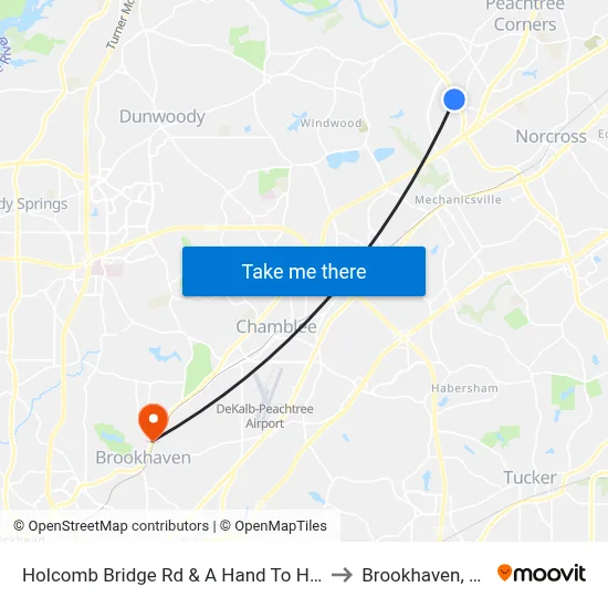 Holcomb Bridge Rd & A Hand To Hold to Brookhaven, GA map