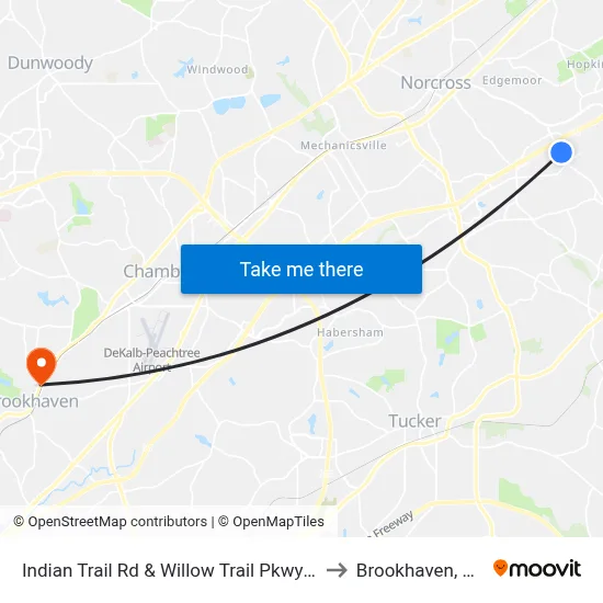 Indian Trail Rd & Willow Trail Pkwy Ib to Brookhaven, GA map