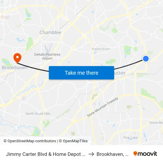 Jimmy Carter Blvd & Home Depot Ob to Brookhaven, GA map