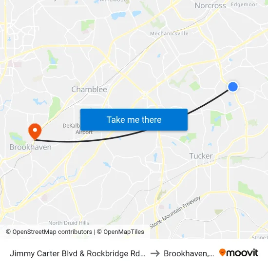 Jimmy Carter Blvd & Rockbridge Rd (Ihop) to Brookhaven, GA map
