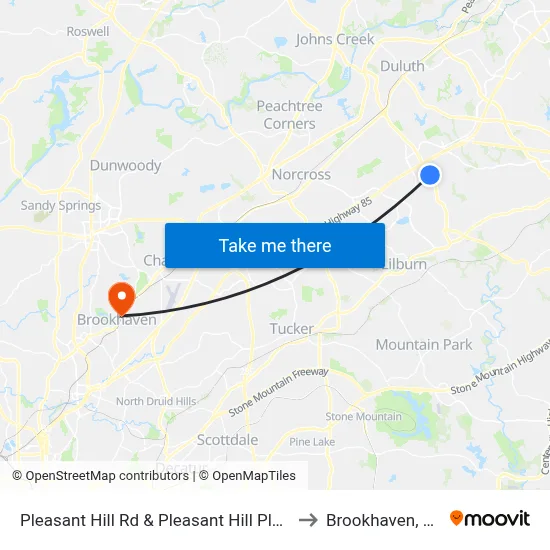 Pleasant Hill Rd & Pleasant Hill Plaza to Brookhaven, GA map