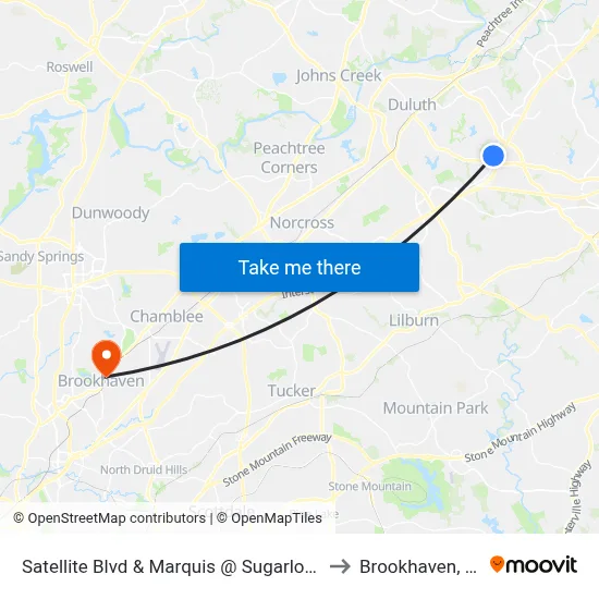 Satellite Blvd & Marquis @ Sugarloaf Ib to Brookhaven, GA map