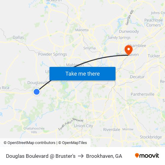 Douglas Boulevard @ Bruster's to Brookhaven, GA map