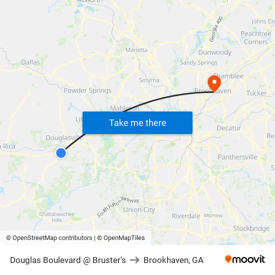 Douglas Boulevard @ Bruster's to Brookhaven, GA map
