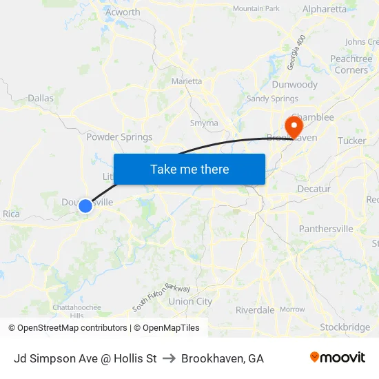 Jd Simpson Ave @ Hollis St Ob to Brookhaven, GA map