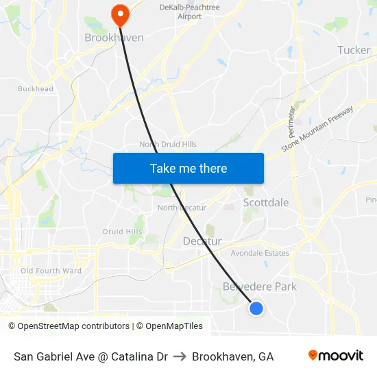 San Gabriel Ave @ Catalina Dr to Brookhaven, GA map