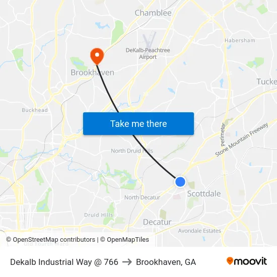 Dekalb Industrial Way @ 766 to Brookhaven, GA map