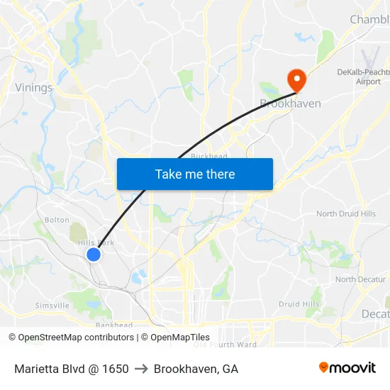 Marietta Blvd @ 1650 to Brookhaven, GA map