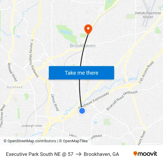 Executive Park South NE @ 57 to Brookhaven, GA map