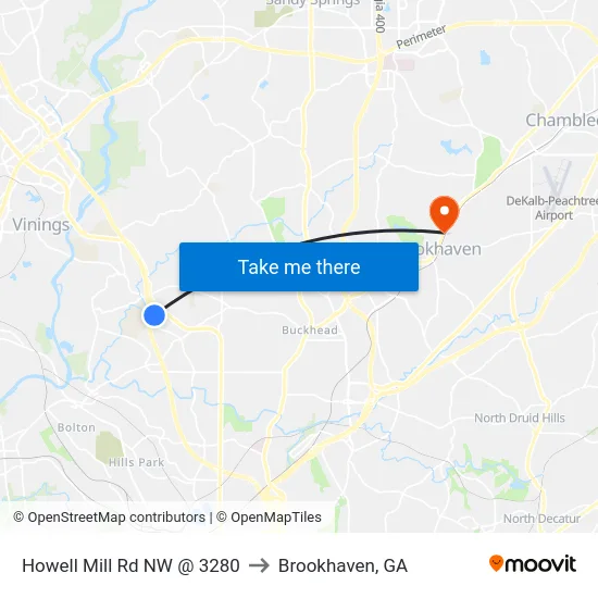 Howell Mill Rd NW @ 3280 to Brookhaven, GA map