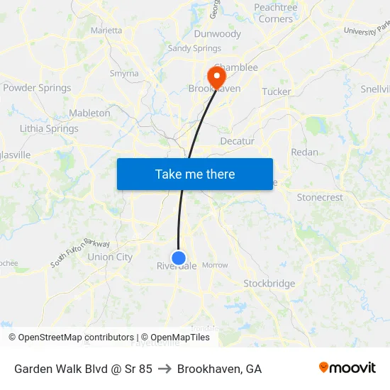 Garden Walk Blvd @ Sr 85 to Brookhaven, GA map