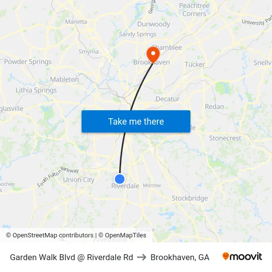 Garden Walk Blvd @ Riverdale Rd to Brookhaven, GA map