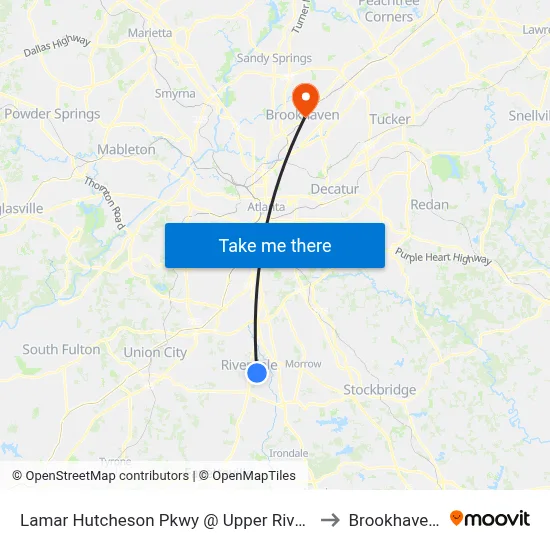 Lamar Hutcheson Pkwy @ Upper Riverdale Rd SW to Brookhaven, GA map