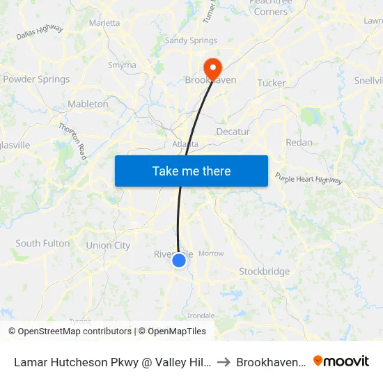 Lamar Hutcheson Pkwy @ Valley Hill Rd SW to Brookhaven, GA map