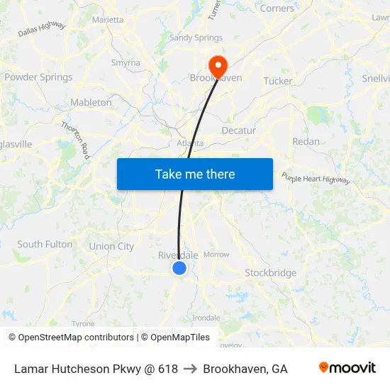 Lamar Hutcheson Pkwy @ 618 to Brookhaven, GA map