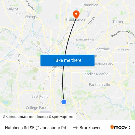 Hutchens Rd SE @ Jonesboro Rd SE to Brookhaven, GA map