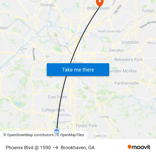 Phoenix Blvd @ 1590 to Brookhaven, GA map