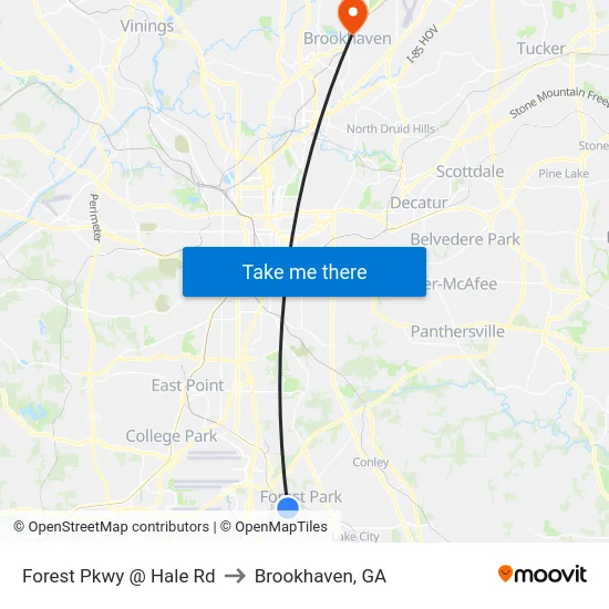 Forest Pkwy @ Hale Rd to Brookhaven, GA map