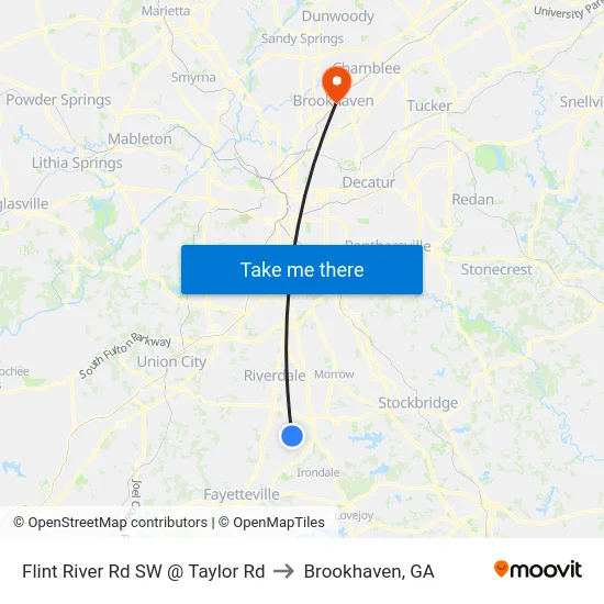 Flint River Rd SW @ Taylor Rd to Brookhaven, GA map