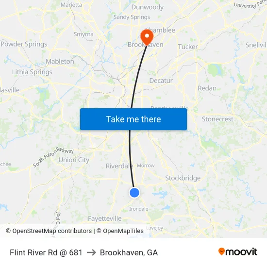 Flint River Rd @ 681 to Brookhaven, GA map