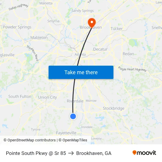 Pointe South Pkwy @ Sr 85 to Brookhaven, GA map