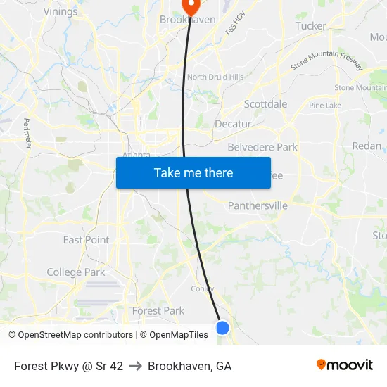 Forest Pkwy @ Sr 42 to Brookhaven, GA map