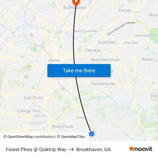 Forest Pkwy @ Quiktrip Way to Brookhaven, GA map
