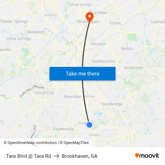 Tara Blvd @ Tara Rd to Brookhaven, GA map
