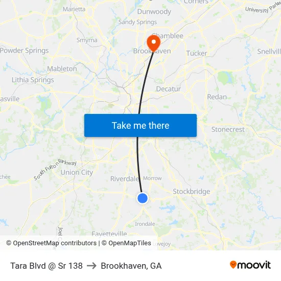 Tara Blvd @ Sr 138 to Brookhaven, GA map