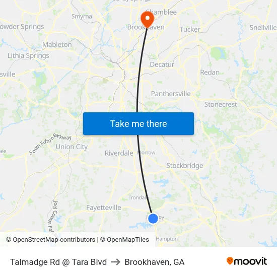 Talmadge Rd @ Tara Blvd to Brookhaven, GA map