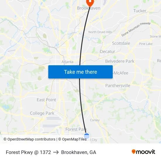 Forest Pkwy @ 1372 to Brookhaven, GA map