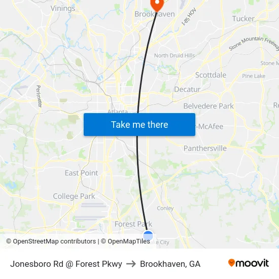 Jonesboro Rd @ Forest Pkwy to Brookhaven, GA map