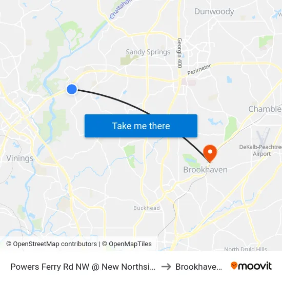 Powers Ferry Rd NW @ New Northside Dr NW to Brookhaven, GA map