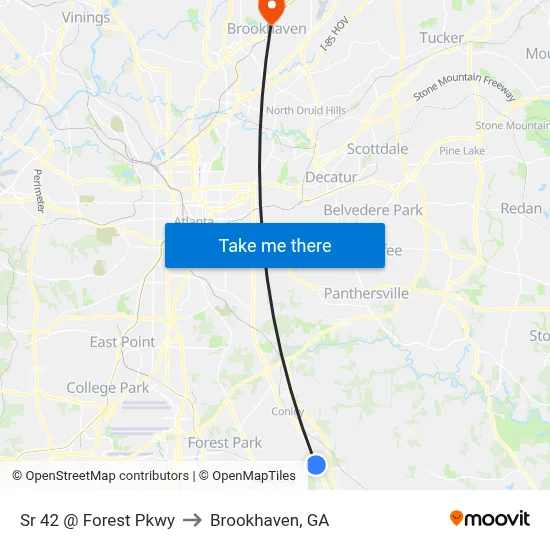 Sr 42 @ Forest Pkwy to Brookhaven, GA map