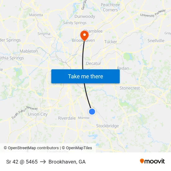 Sr 42 @ 5465 to Brookhaven, GA map