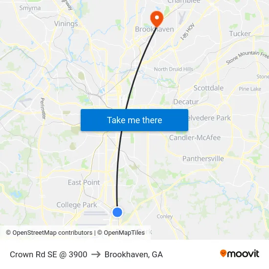 Crown Rd SE @ 3900 to Brookhaven, GA map