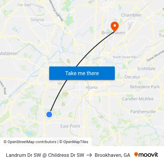 Landrum Dr SW @ Childress Dr SW to Brookhaven, GA map