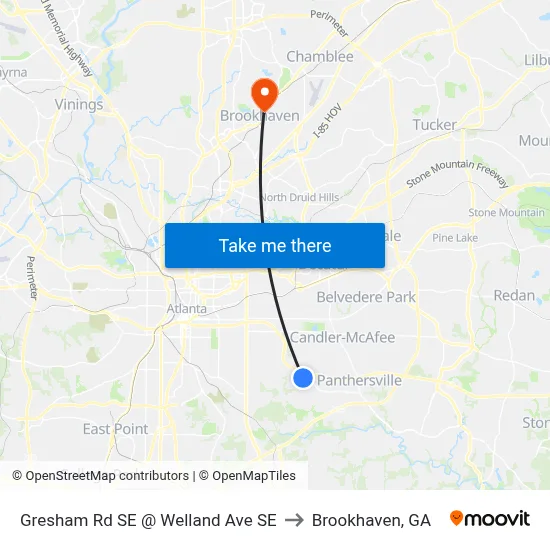 Gresham Rd SE @ Welland Ave SE to Brookhaven, GA map