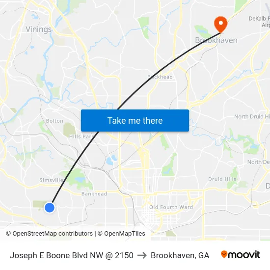 Joseph E Boone Blvd NW @ 2150 to Brookhaven, GA map