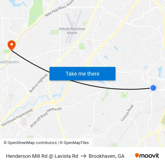 Henderson Mill Rd @ Lavista Rd to Brookhaven, GA map