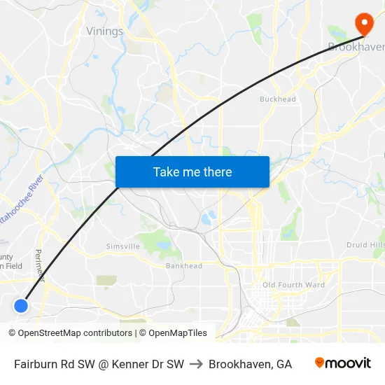 Fairburn Rd SW @ Kenner Dr SW to Brookhaven, GA map