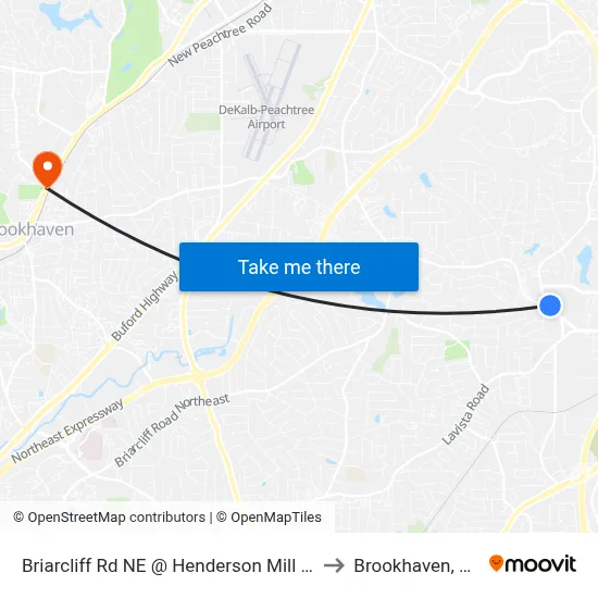 Briarcliff Rd NE @ Henderson Mill Rd to Brookhaven, GA map
