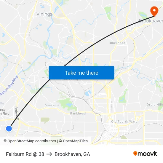 Fairburn Rd @ 38 to Brookhaven, GA map